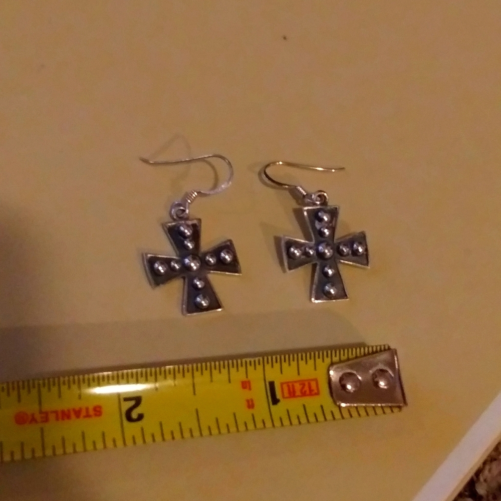 Sterling Cross Earrings